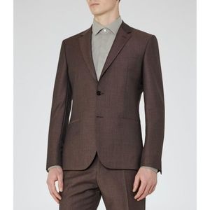 Reiss Hollidge B Brown Single-Breasted Wool Blazer